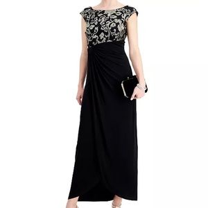 Petite Embroidered Gathered-Waist Gown